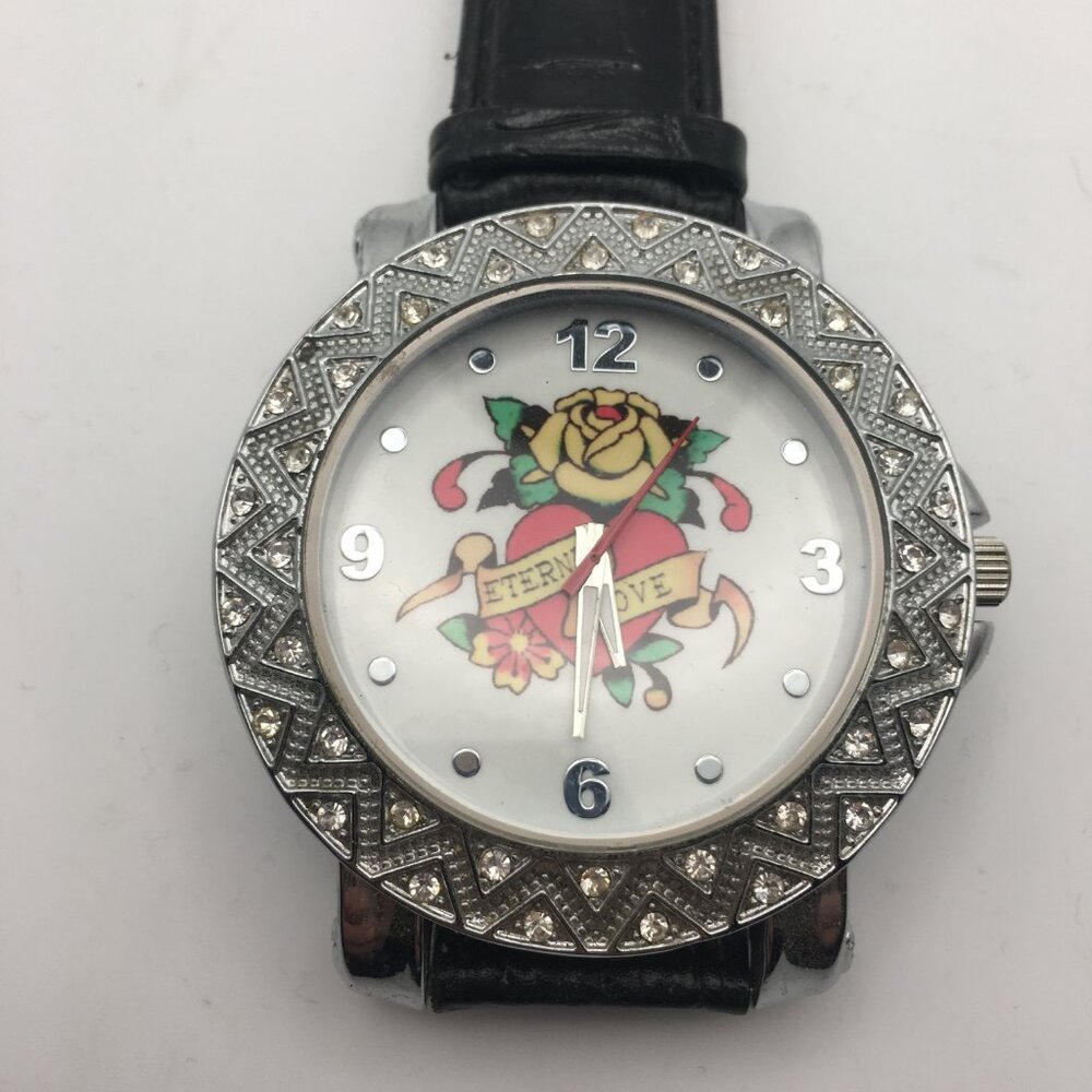 Eternal Love Hardy Style Women's Watch Rhinestone Yellow Rose Heart Japan